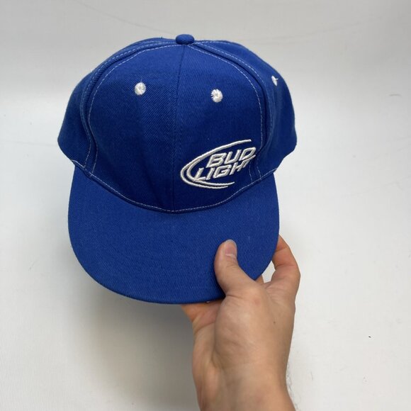 Y2K Bud Light Beer Trucker Baseball Hat Snapback Blue / White Cap Baseball - Picture 8 of 13